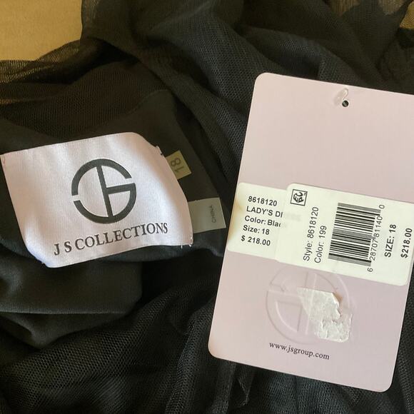 JS Collections Embroidered Lace Midi Sheath Cocktail Dress Black Size 18 - Picture 9 of 11